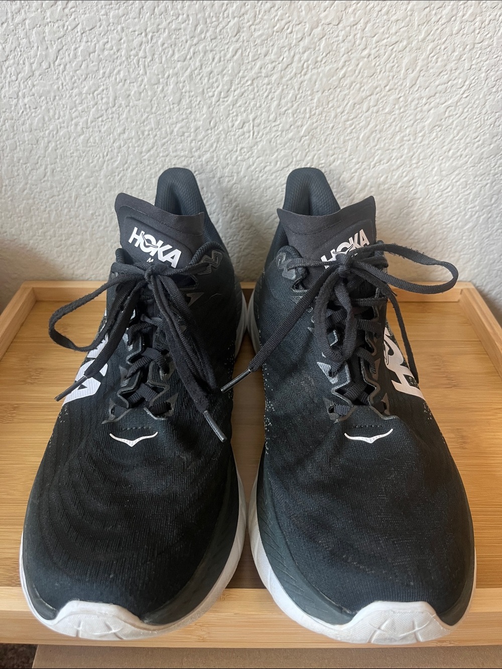 Hoka Men's Mach 5 Black and White Athletic Running Shoes